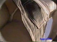 This chippy adores wearing jeans skirts and tiny panties underneath and it gets clear from this nasty public upskirt video.