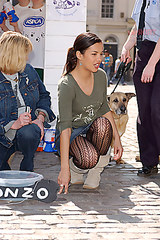 Liz Bonnin fishnet upskirt